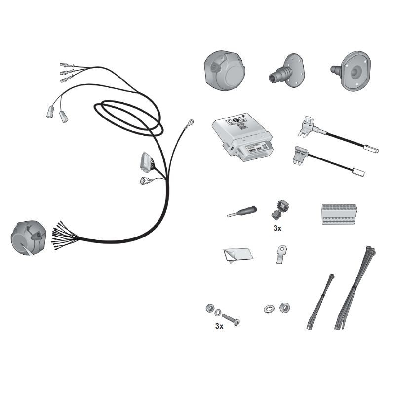 Faisceau d’attelage 13 broches  (21500637) pour Citroën, Peugeot, Opel, Fiat, Toyota, Jeep, Alfa Romeo