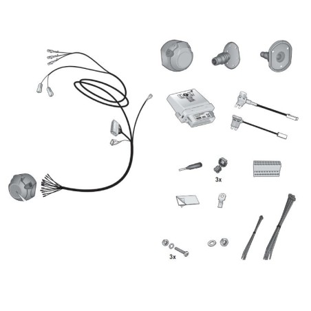 Faisceau d’attelage 13 broches  (21500637) pour Citroën, Peugeot, Opel, Fiat, Toyota, Jeep, Alfa Romeo